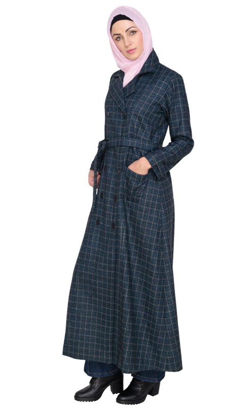 Blue Notch Lapel Panel Coat