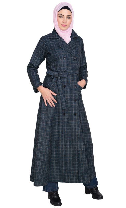 Blue Notch Lapel Panel Coat