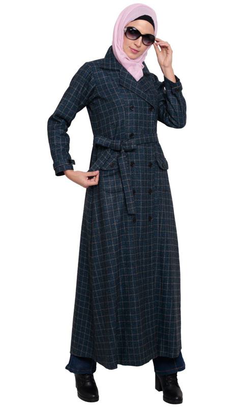 Blue Notch Lapel Panel Coat