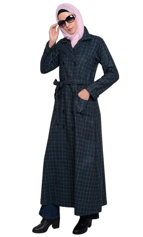 Blue Notch Lapel Panel Coat