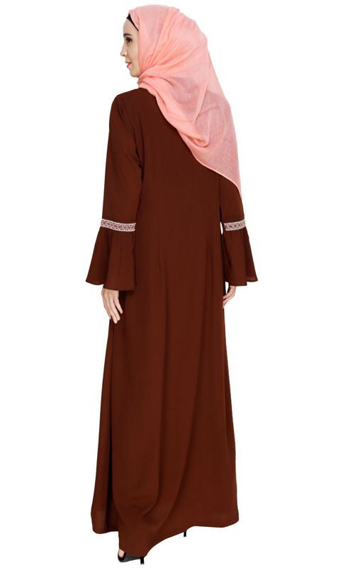 Boho Embroidered Brown Abaya (Made-To-Order)