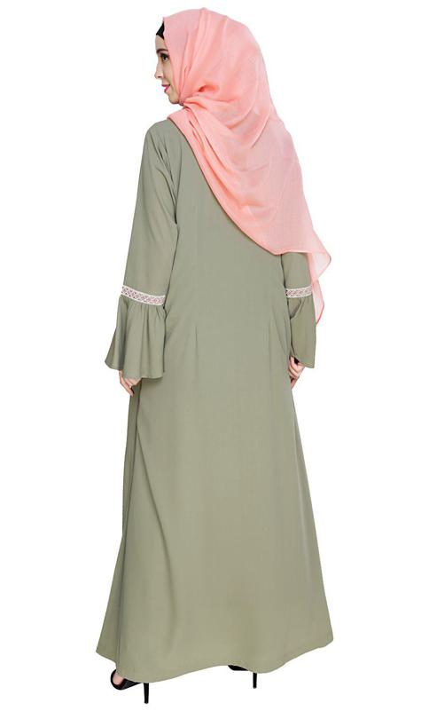 Boho Embroidered Dead Mint Abaya