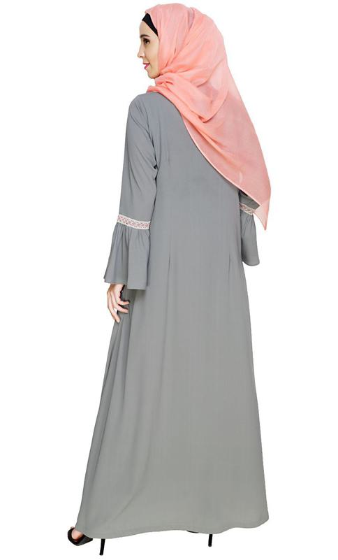 Boho Embroidered Grey Abaya (Made-To-Order)