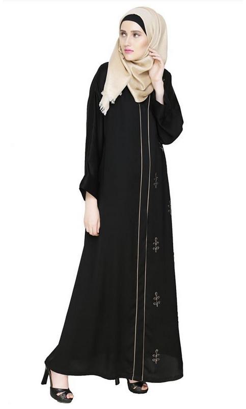 Botanic Black Beaded Dubai Style Abaya (Made-To-Order)