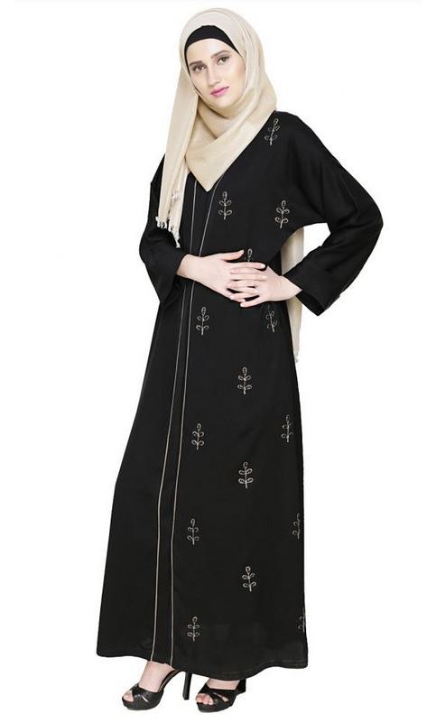 Botanic Black Beaded Dubai Style Abaya (Made-To-Order)