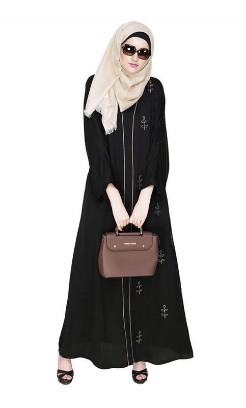 Botanic Black Beaded Dubai Style Abaya (Made-To-Order)