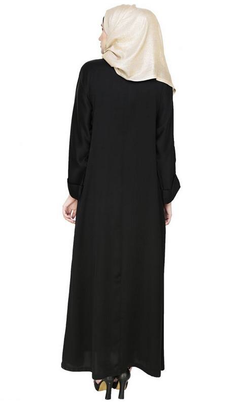 Botanic Black Beaded Dubai Style Abaya (Made-To-Order)
