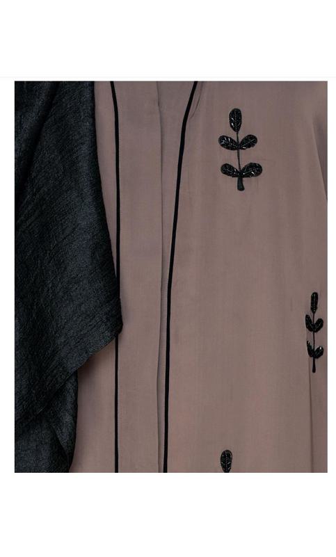 Botanic Oak Brown Beaded Dubai Style Abaya