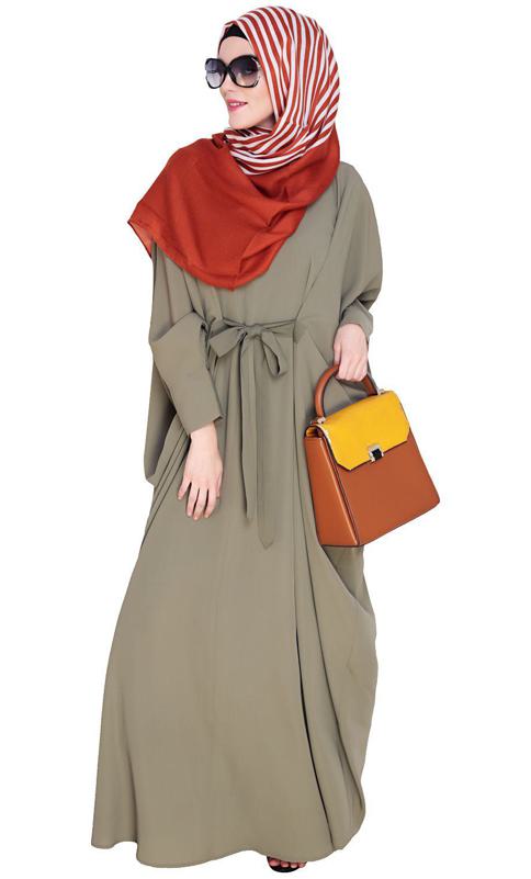 Bow Embellished Dead Mint Kaftan (Made-To-Order)
