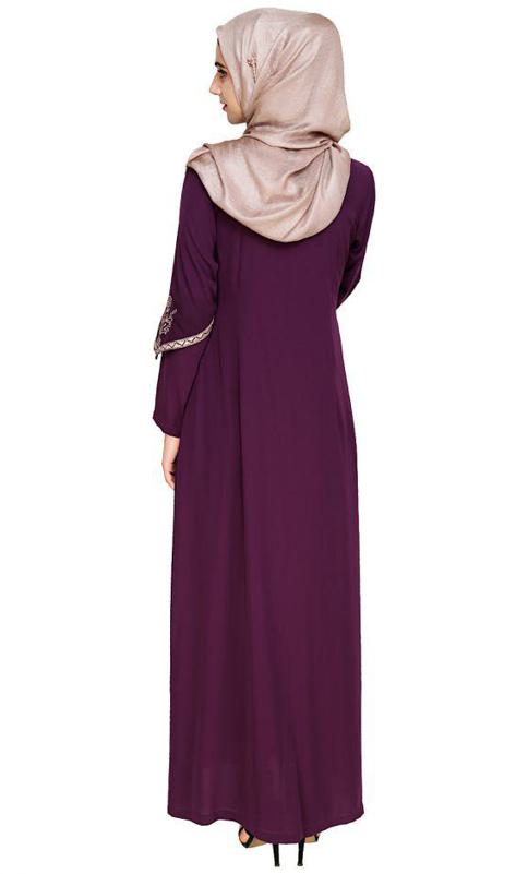 Bygone Front Zipper Purple Abaya