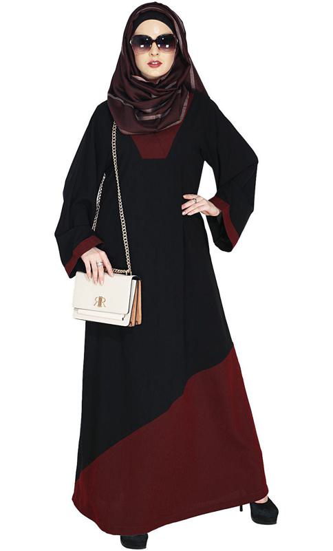 Casual Wine Highlighted Abaya (Made-To-Order)