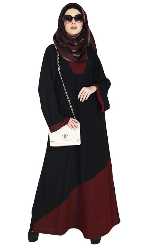 Casual Wine Highlighted Abaya (Made-To-Order)