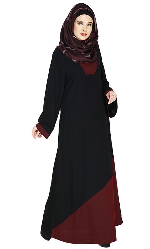 Casual Wine Highlighted Abaya (Made-To-Order)