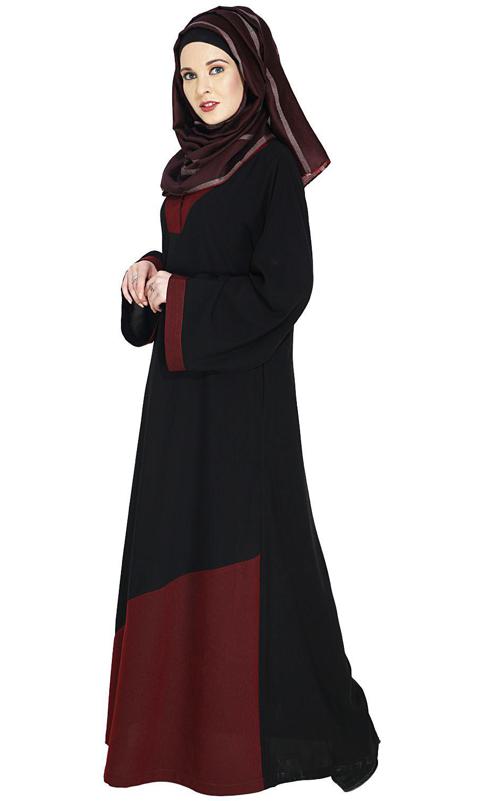 Casual Wine Highlighted Abaya (Made-To-Order)