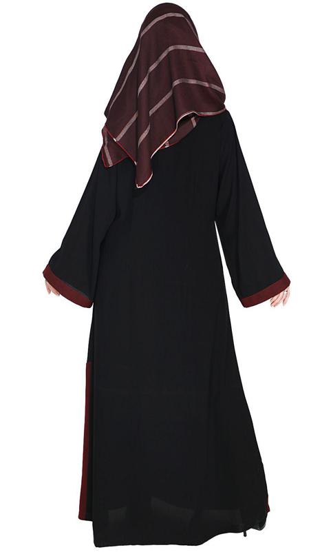 Casual Wine Highlighted Abaya (Made-To-Order)