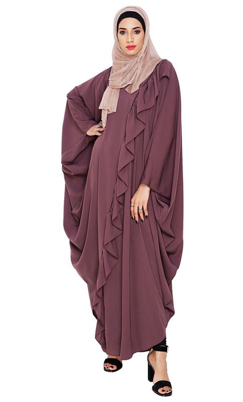 Chic Ruffle Dark Purple Kaftan (Made-To-Order)