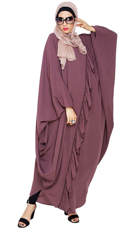 Chic Ruffle Dark Purple Kaftan (Made-To-Order)