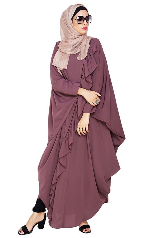 Chic Ruffle Dark Purple Kaftan (Made-To-Order)