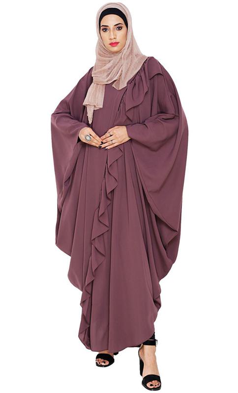 Chic Ruffle Dark Purple Kaftan (Made-To-Order)