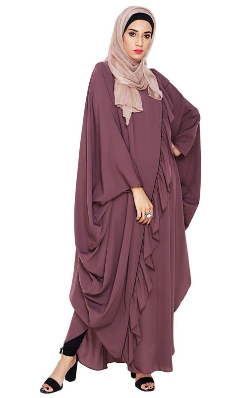 Chic Ruffle Dark Purple Kaftan (Made-To-Order)