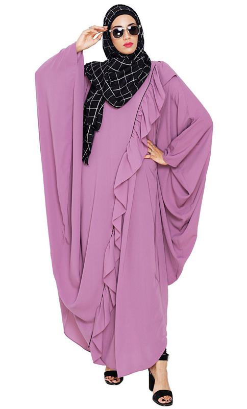 Chic Ruffled Purple Kaftan (Made-To-Order)