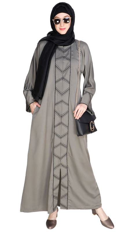 Classic Button Down Grey Abaya (Made-To-Order)