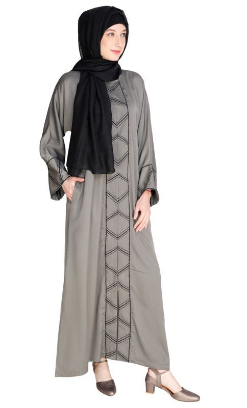Classic Button Down Grey Abaya (Made-To-Order)