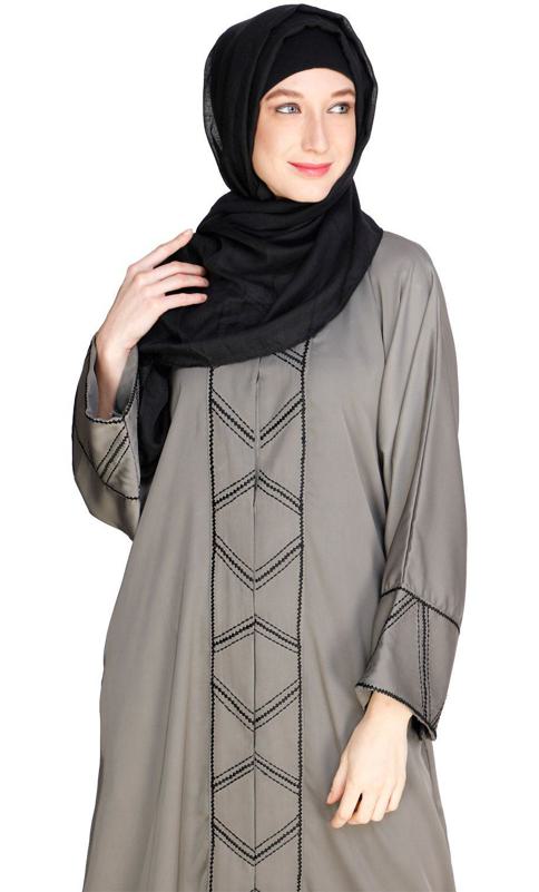 Classic Button Down Grey Abaya (Made-To-Order)
