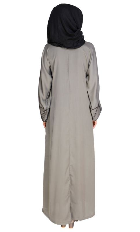 Classic Button Down Grey Abaya (Made-To-Order)