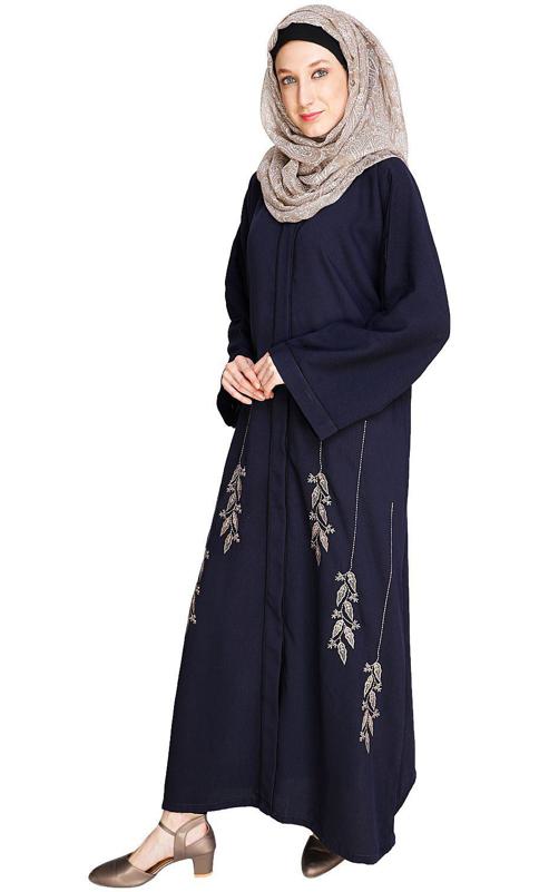 Classic Dubai Style Blue Abaya (Made-To-Order)