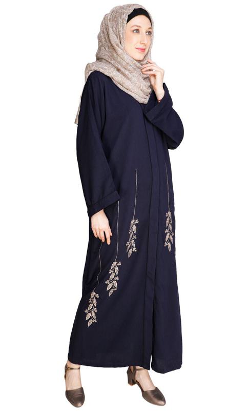Classic Dubai Style Blue Abaya (Made-To-Order)