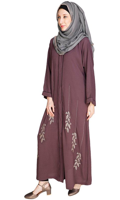 Classic Dubai Style Onion Pink Abaya (Made-To-Order)