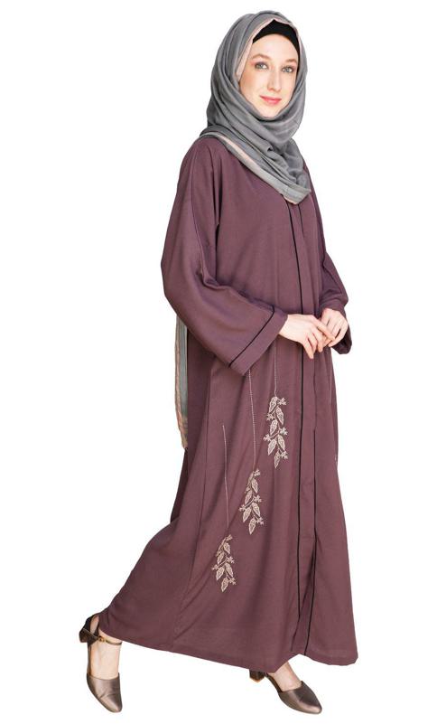 Classic Dubai Style Onion Pink Abaya (Made-To-Order)