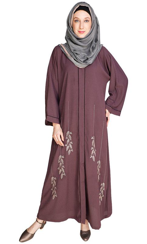 Classic Dubai Style Onion Pink Abaya (Made-To-Order)