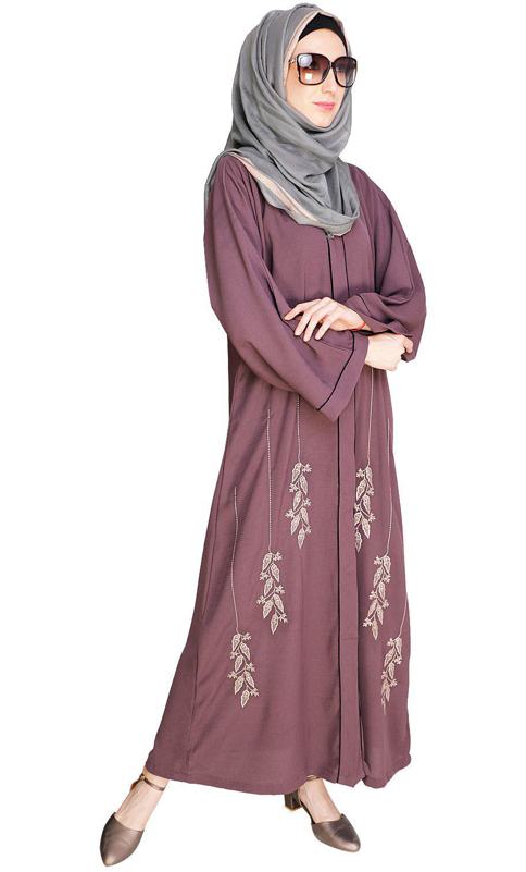 Classic Dubai Style Onion Pink Abaya (Made-To-Order)