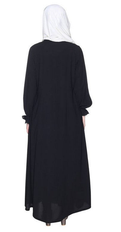 Classic Plain Black Abaya With Elastic Cuffs (Made-To-Order)