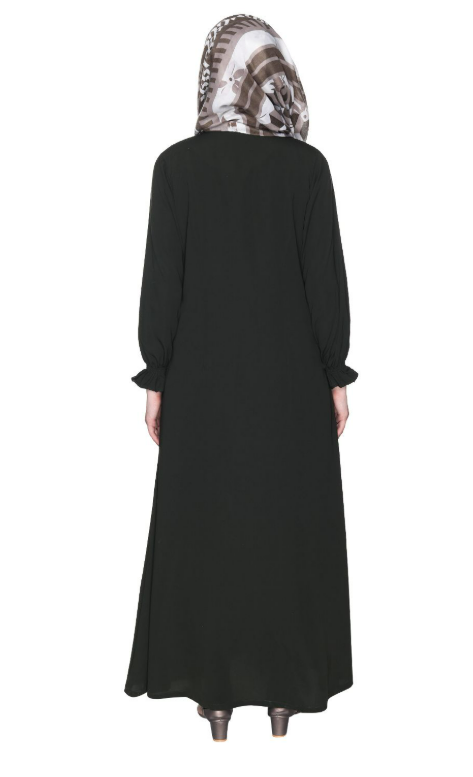 Classic Plain Olive Abaya With Elastic Cuffs (Made-To-Order)