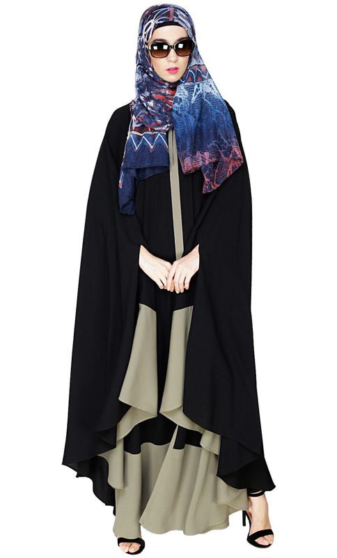 Colour Block Black Irani Kaftan (Made-To-Order)