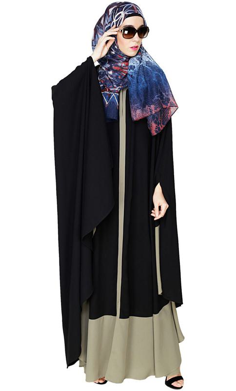 Colour Block Black Irani Kaftan (Made-To-Order)