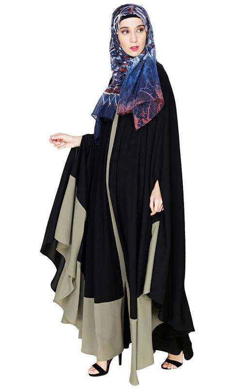 Colour Block Black Irani Kaftan (Made-To-Order)