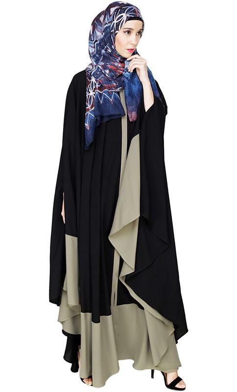 Colour Block Black Irani Kaftan (Made-To-Order)