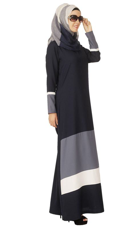 Colour Block Blue Abaya