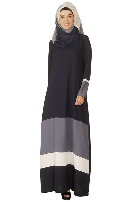 Colour Block Blue Abaya
