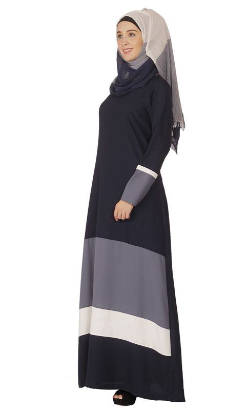 Colour Block Blue Abaya