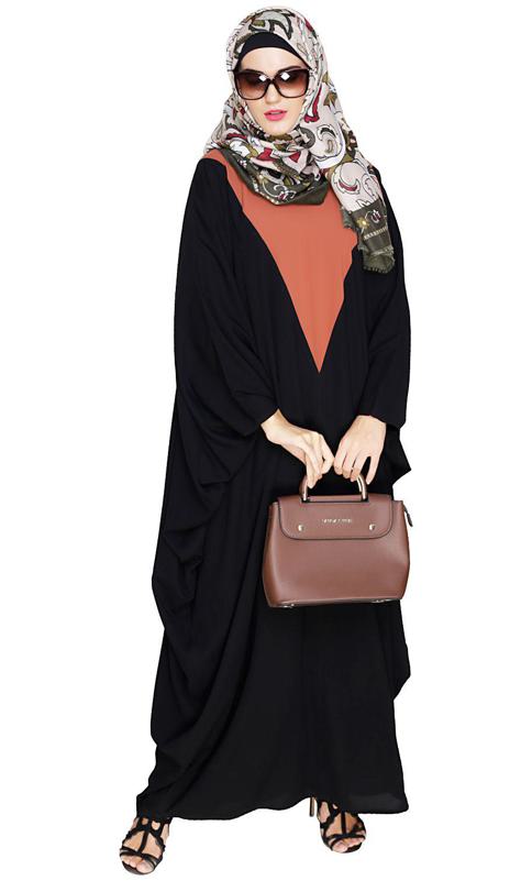 Colour Blocked Black Kaftan