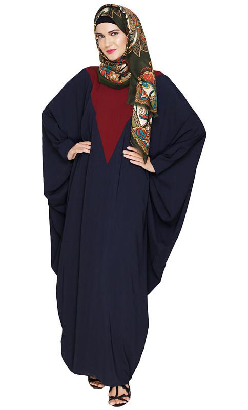 Colour Blocked Blue Kaftan (Made-To-Order)