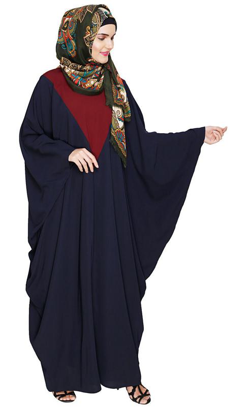 Colour Blocked Blue Kaftan (Made-To-Order)