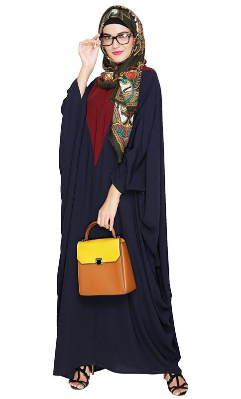Colour Blocked Blue Kaftan (Made-To-Order)
