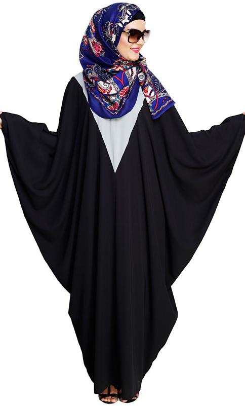 Colour Blocked Dark Grey Kaftan (Made-To-Order)