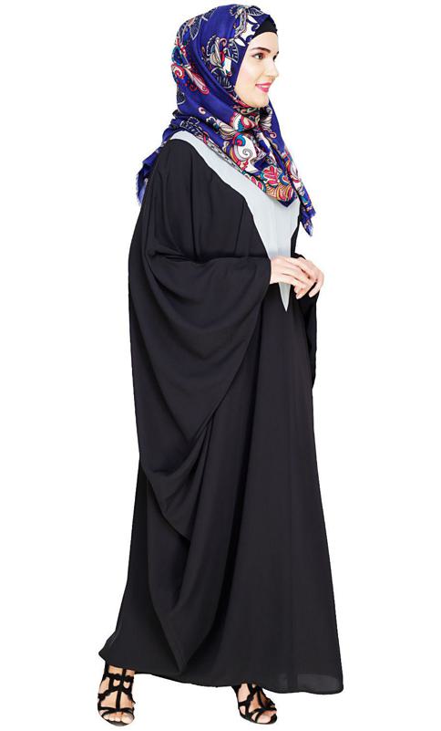Colour Blocked Dark Grey Kaftan (Made-To-Order)